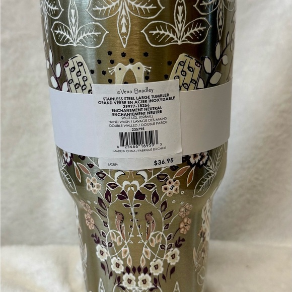 New Vera Bradley Gold and White and Gold Floral Large Tumbler - Picture 5 of 11